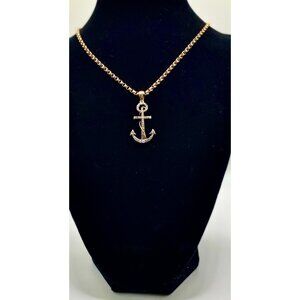 Victorian 14K Gold & Diamond Anchor Pendant Necklace